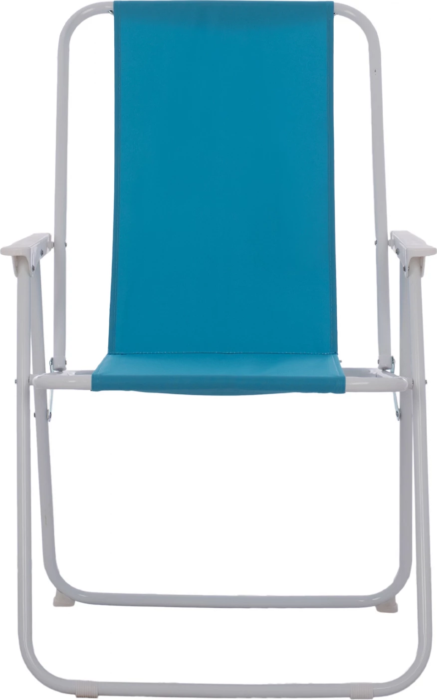 Plažni stol z visokim naslonom Zložljiv svetlo moder FH5148 Kovinski