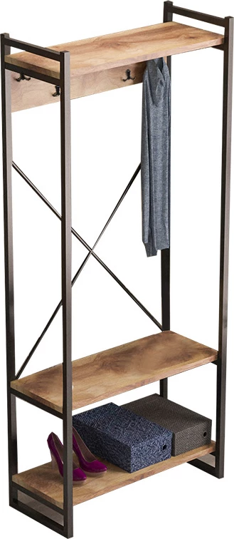 Vhodno pohištvo, oreščna-črna Baker, 90x34x180 cm