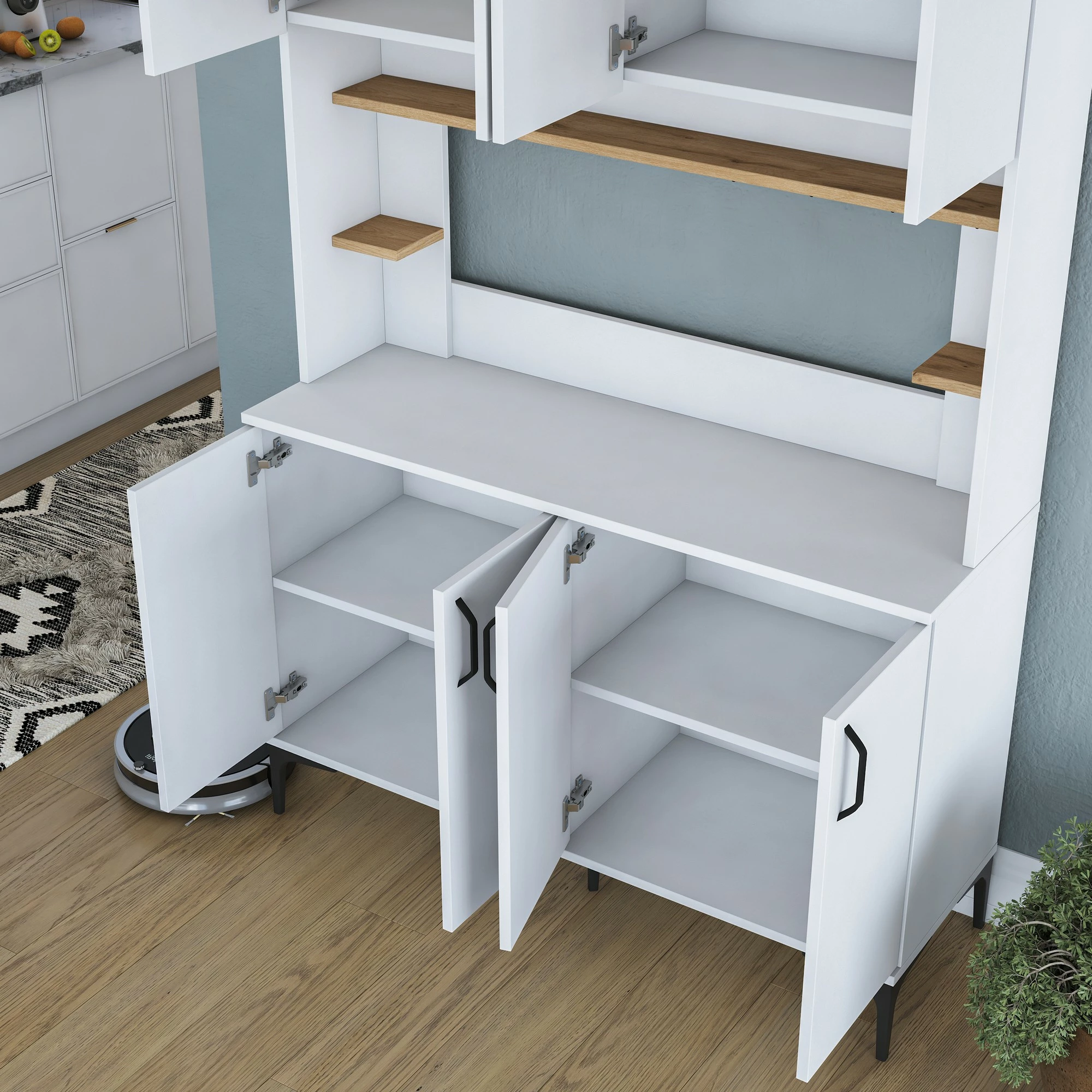 Multifunkcijski omarica Hanah Home JE176 - 3291, bela in oreškasta