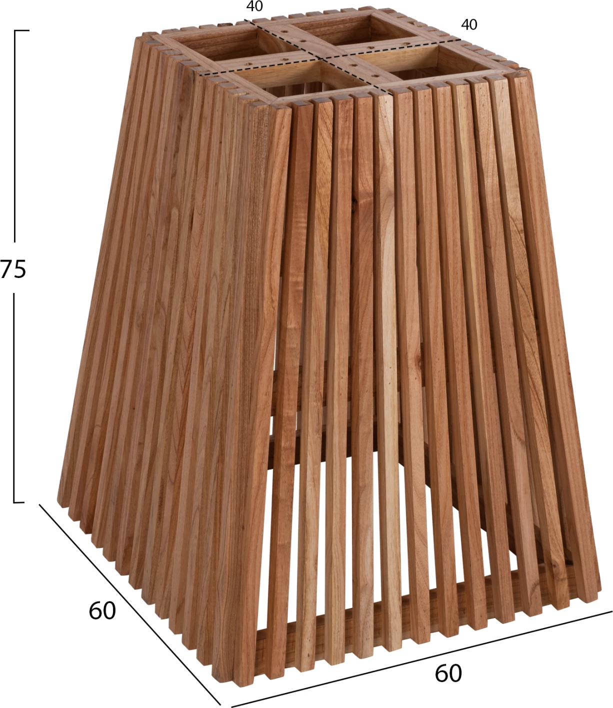 Kvadratna osnova za mizo FRANTZ FH9460.01 iz mindi lesa 60x60x75Hcm