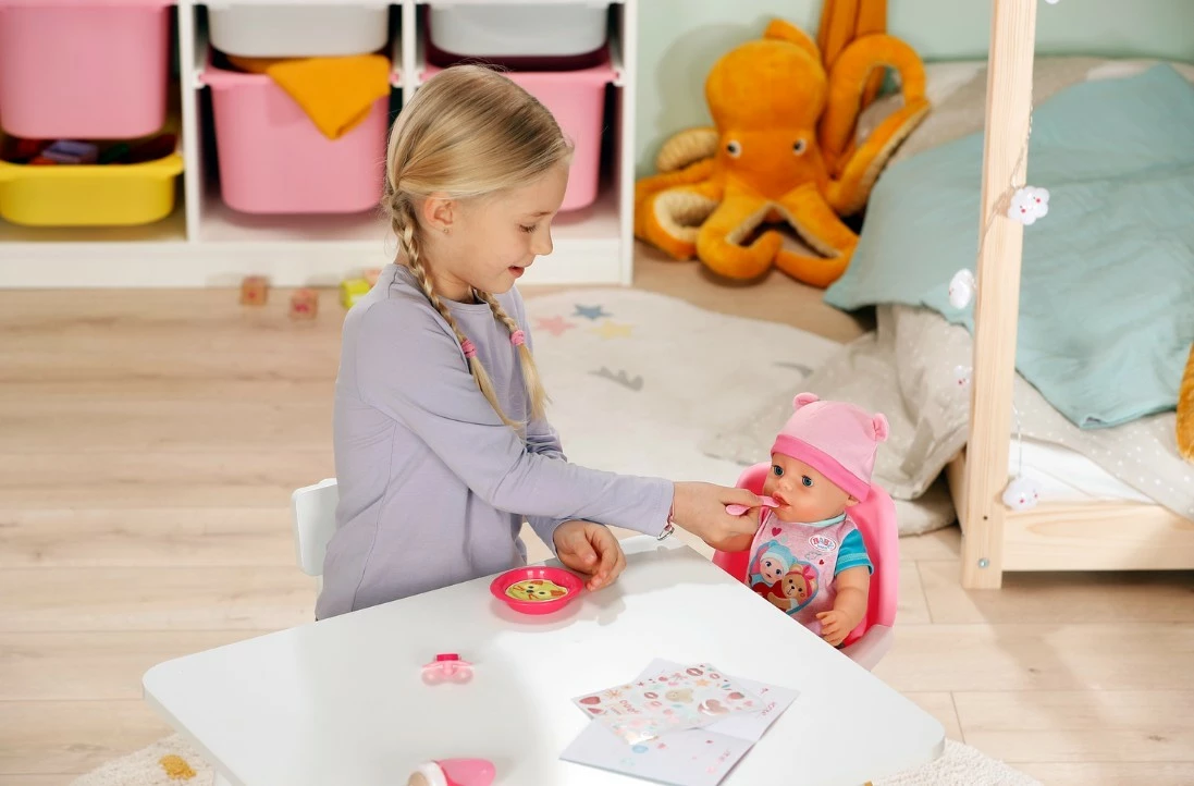 Interaktivna lutka Baby Born Emma, Zapf, 43 cm, z 10 dodatki, rožnata