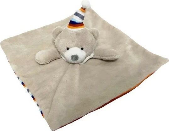 Plišasta igrača z odejico Miluś Bear TULILO, 25x25 cm, bež/siva