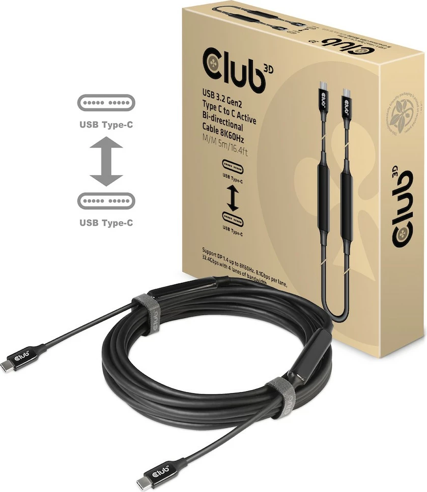 USB-C kabel 5 m, USB 3.2 Gen 2, 60 W, črn Club3D