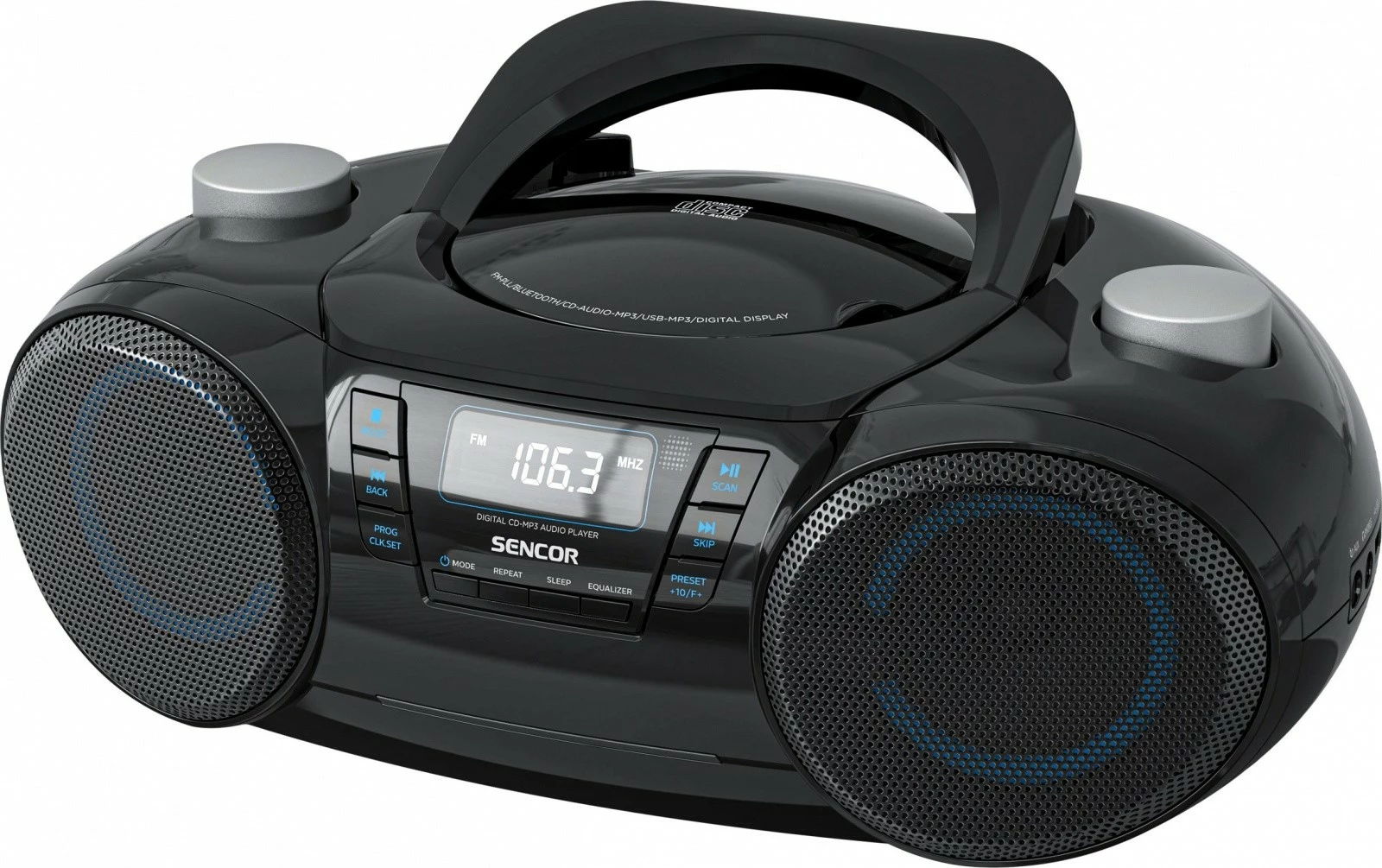Prenosni boombox Sencor SPT 4710B, CD/MP3/USB/SD, Bluetooth 5.3, FM PLL, 16 W, črn