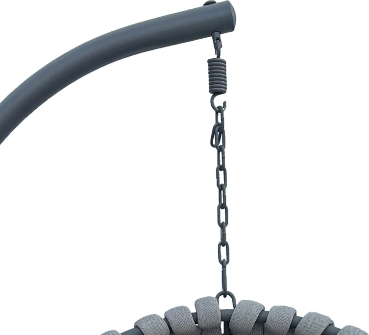 Viseče gugalno sedežno kreslo, Makito, kovinska podlaga, sivo, 100x105x195 cm