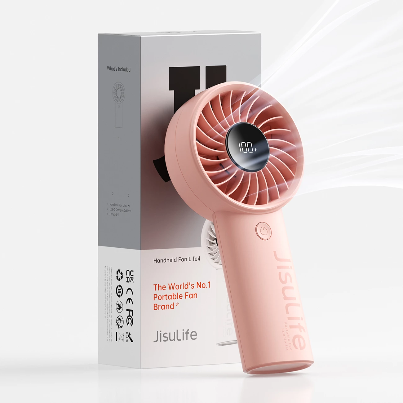 Ročni ventilator Jisulife Handheld Fan Life4, 3600 mAh, USB-C, roza