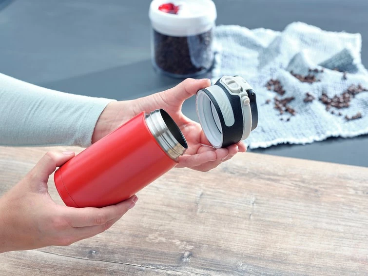 Potovalna termovka Leifheit 3245, 350 ml, črna/rdeča, nerjaveče jeklo