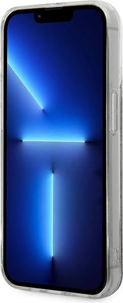 Ovitek za iPhone 14 Pro Max 6,7", trd ovitek, monogram s tekočimi bleščicami, Karl Lagerfeld KLHCP14XLMNMS, srebrn