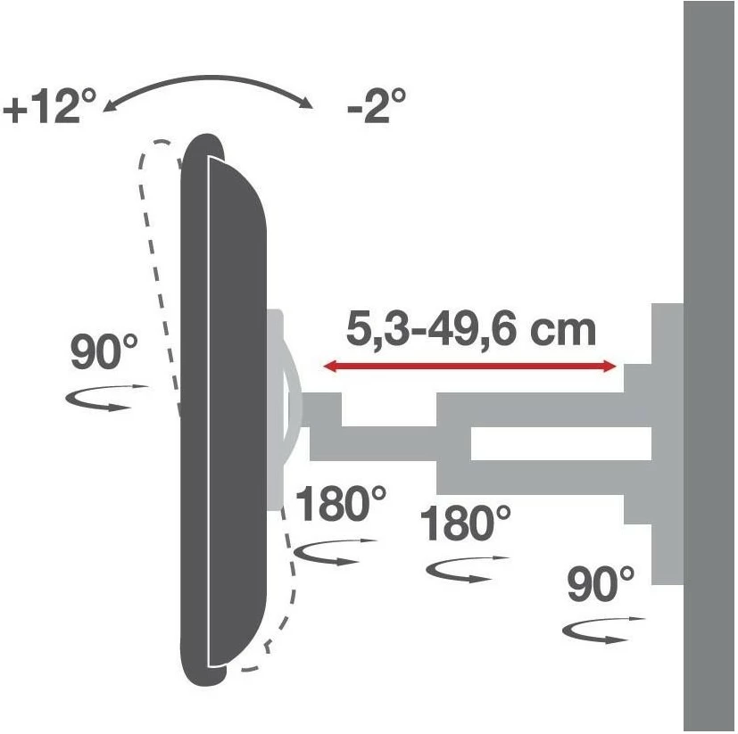 Stenski nosilec za TV Techly 308886, za LCD/LED 40–80 palcev, 50 kg, VESA, črn