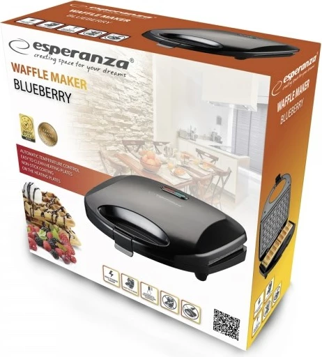 Vafeljnik Esperanza Blueberry EKT008, 1000 W, črn