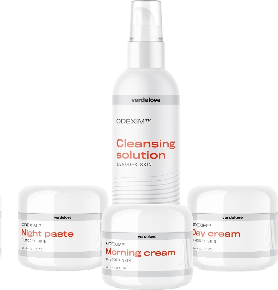 Set za nego kože za rozacejo Odexim, 150 ml + 30 ml + 30 ml + 30 ml