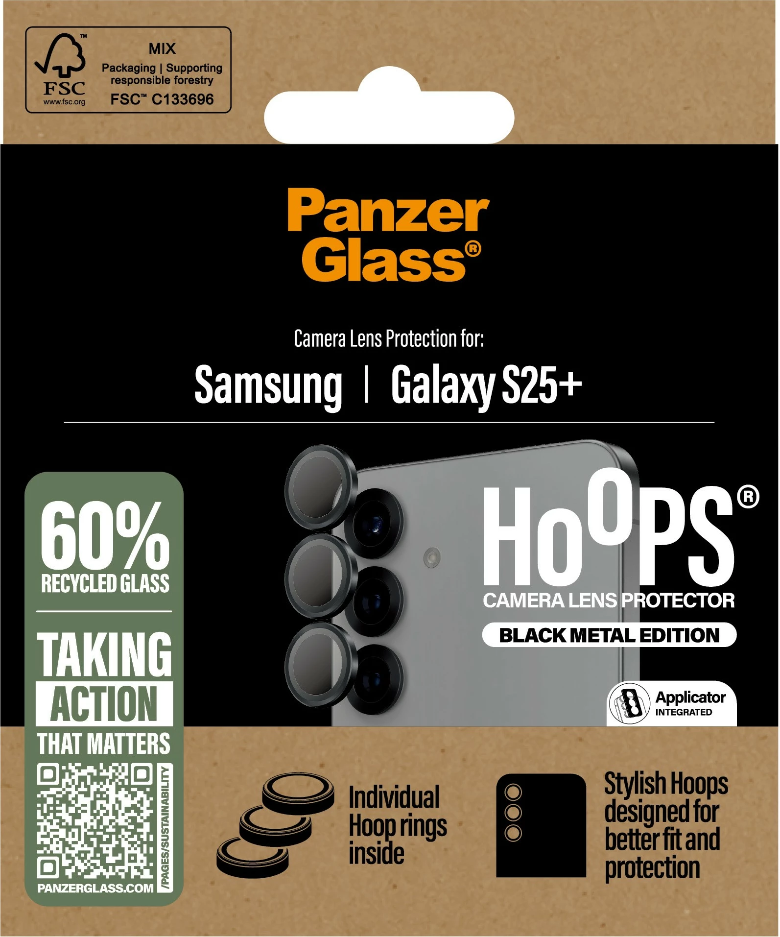 Malo-protektorski pokrov leče PanzerGlass za Samsung Galaxy S25 Plus, črn