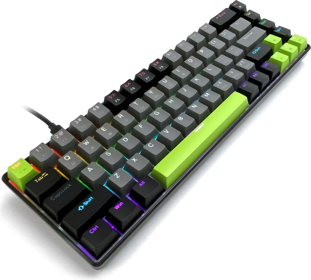 Mehanična tipkovnica, 60 %, z večbarvno osvetlitvijo, zelena Media tech RED CORE MX60 MT1260