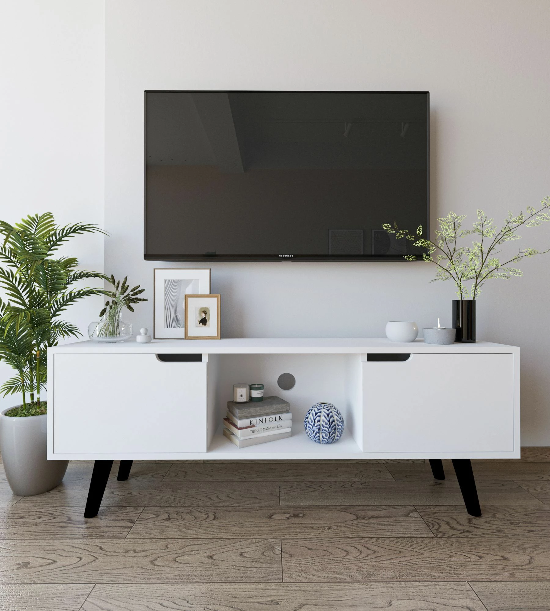 Moderna komoda za televizor Skye Decor, bela, Siena