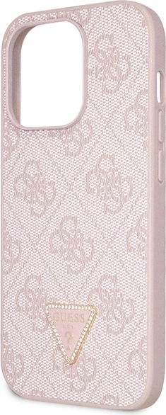 Crossbody ovitek z 4G metalnim logotipom Guess za iPhone 15 Pro 6,1", rožnat