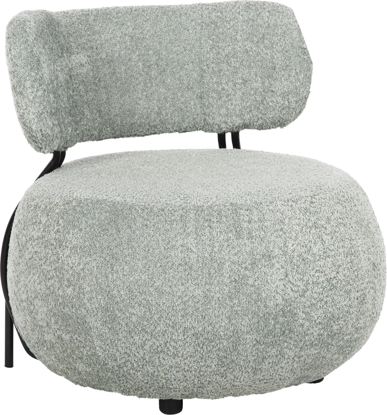 Okrogli lounge stol KARSEN FH9598.05 v pistacija zeleni bouclé tkanini 75x75x75H cm