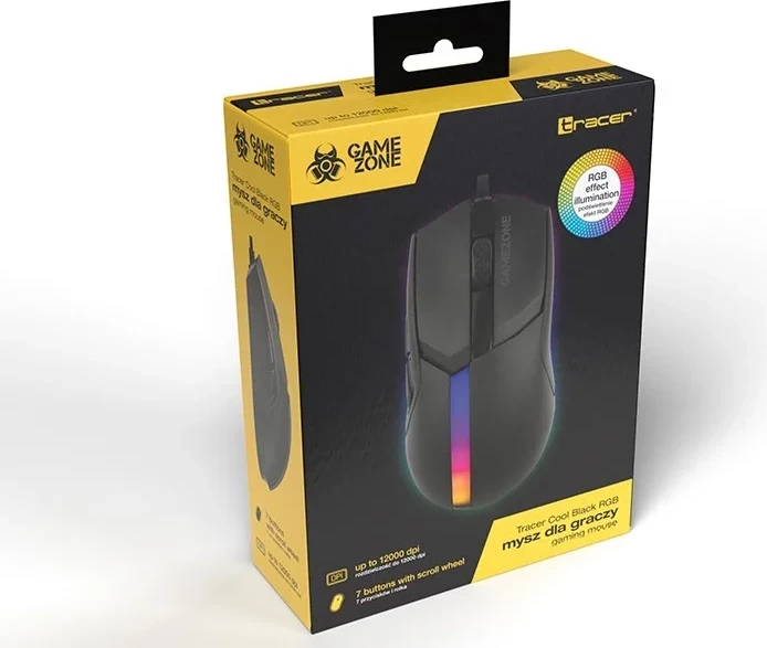 Maus Tracer GameZone COOL, RGB, 12.000 dpi, črn