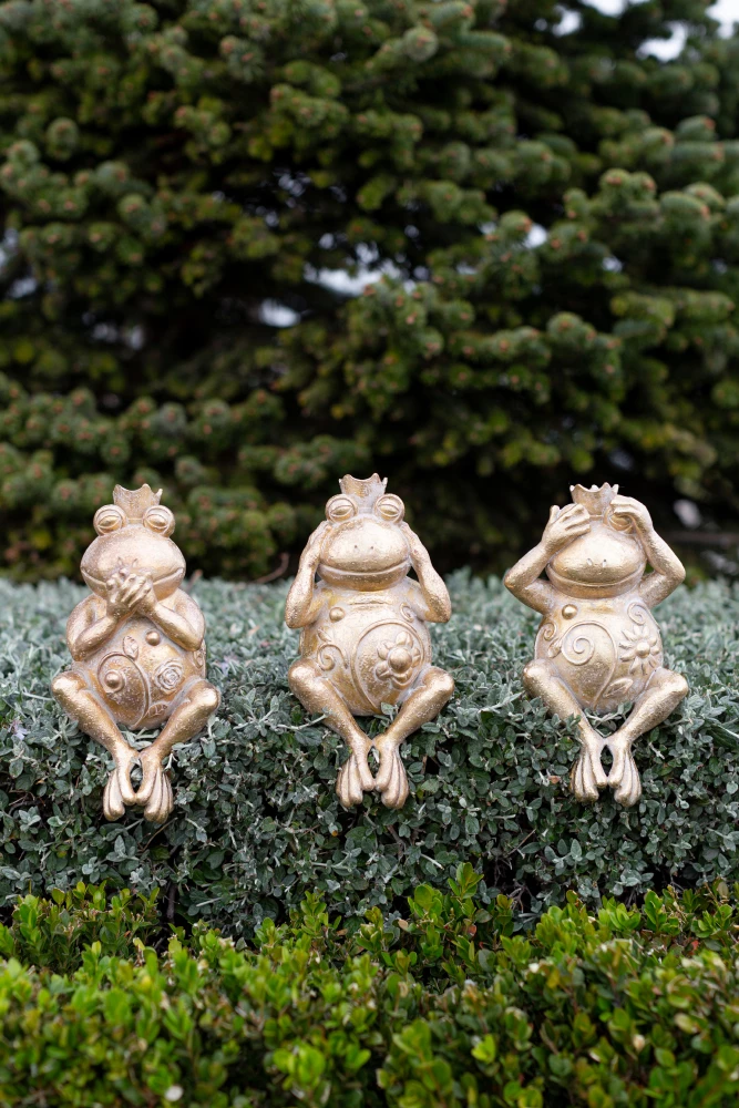 Dekorativna figura žabe GRENOUILLE, zlata, 11x10x23 cm