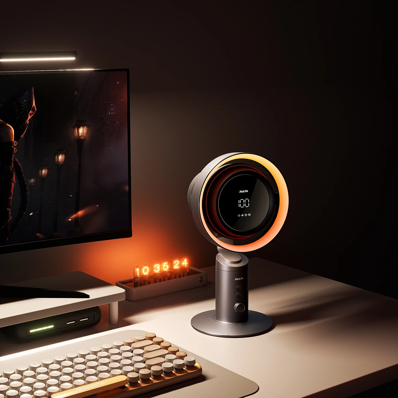 Namizni ventilator z vgrajenim filtrom zraka Jisulife Table Fan Pro3, 10.000 mAh, USB-C, temno siv