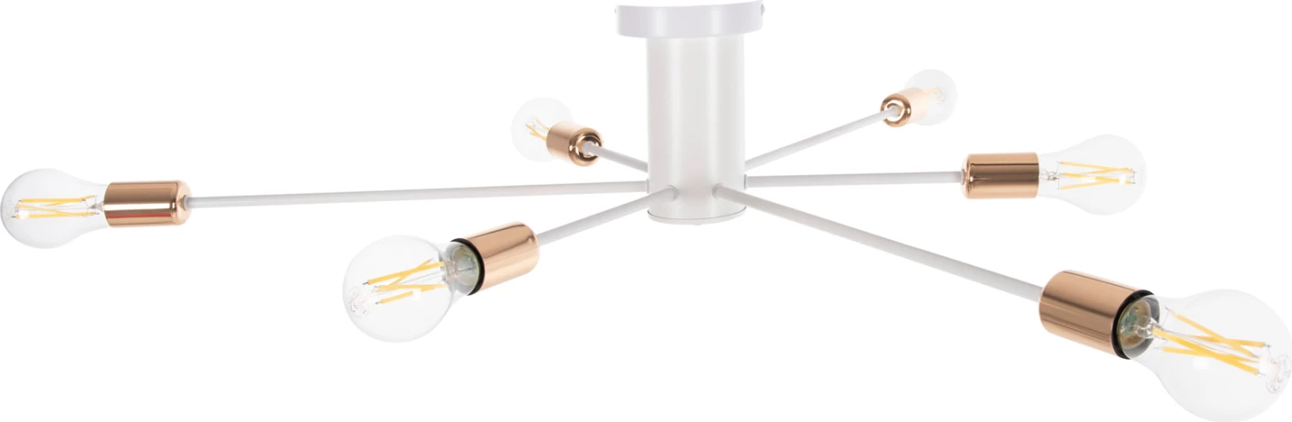 Stropna viseča svetilka s 6 svetili FH4123 bela kovina 77x77x18H cm