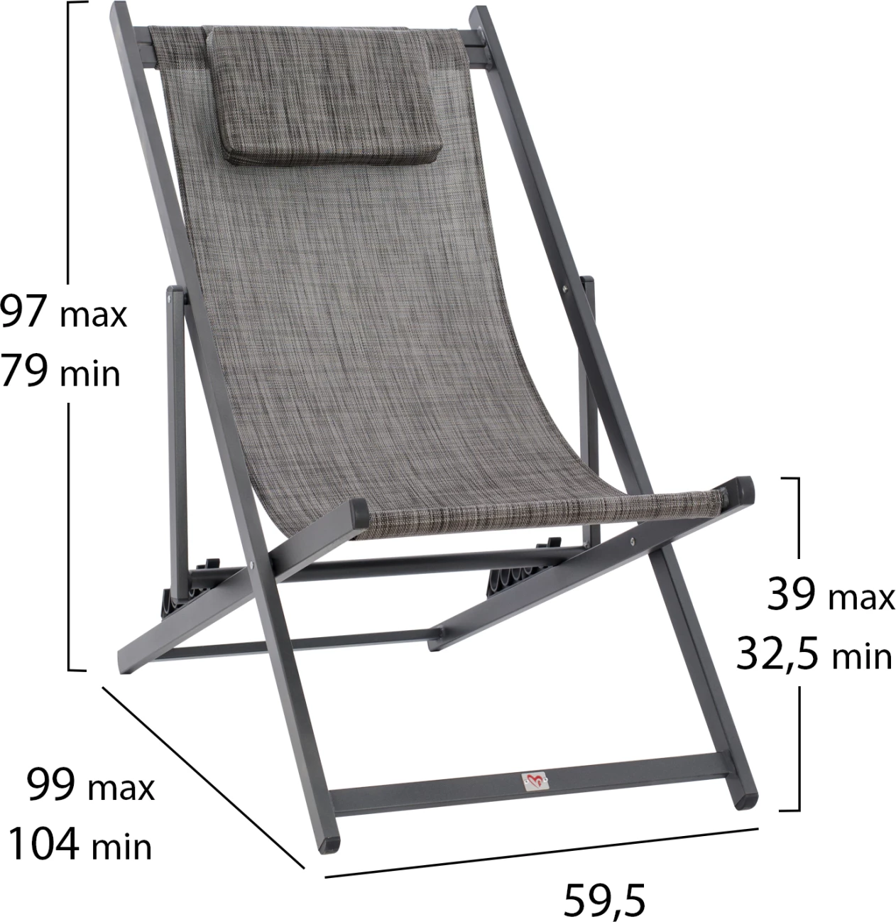 Profesionalni ležalni stol KEA FH5076.10 aluminij in textilene v sivi barvi 59,5x102,5x94H cm