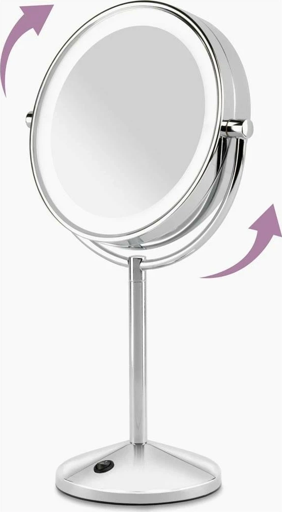 Dvostranski povečevalni kozmetični ogledalo 10x, BaByliss 9436E, srebrne barve