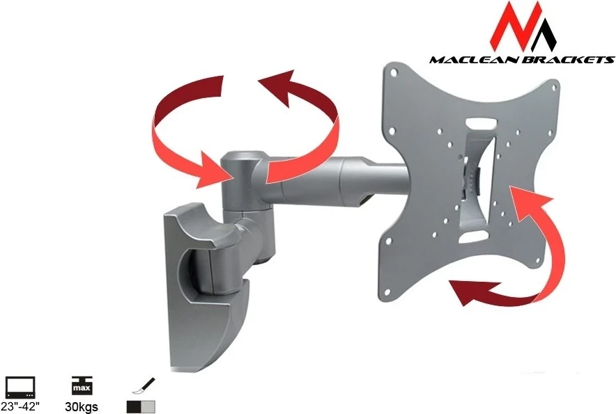 Stenski nosilec za TV, univerzalen, 23-42'', siv