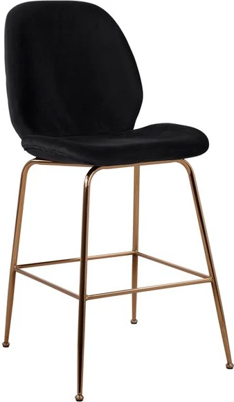 Barski stol Nora črn žamet in zlati kovinski okvir FH8524.04 48x61x103 cm, set 2 kosov