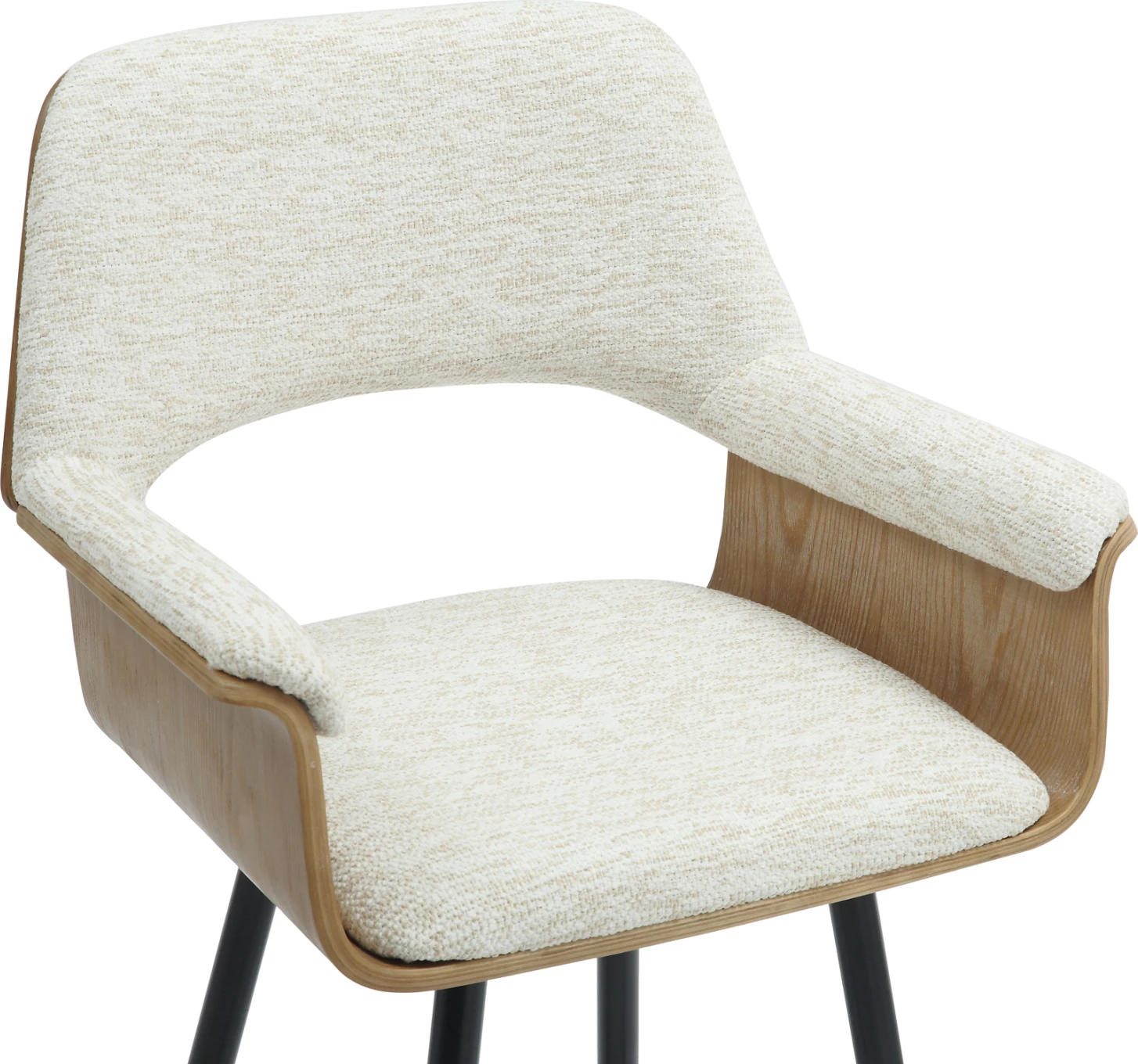 Barski stol srednje višine CLIPP FH9987.02 črne kovinske noge-ecru tkanina 57,5x53x98Hcm, set 2 kosov
