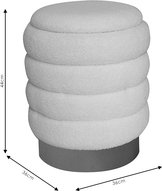 Stol-skrinja Dazzle, boucle, kremno-zlata Ø36×44 cm