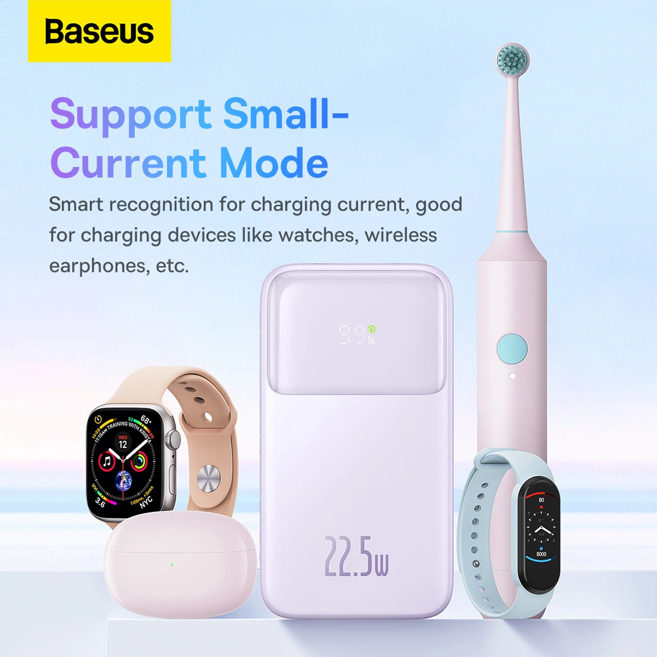 Powerbank z zaslonom, 10.000 mAh, 22,5 W, vijoličen — Baseus Comet Series PPMD020005 + kabel USB-A/USB-C