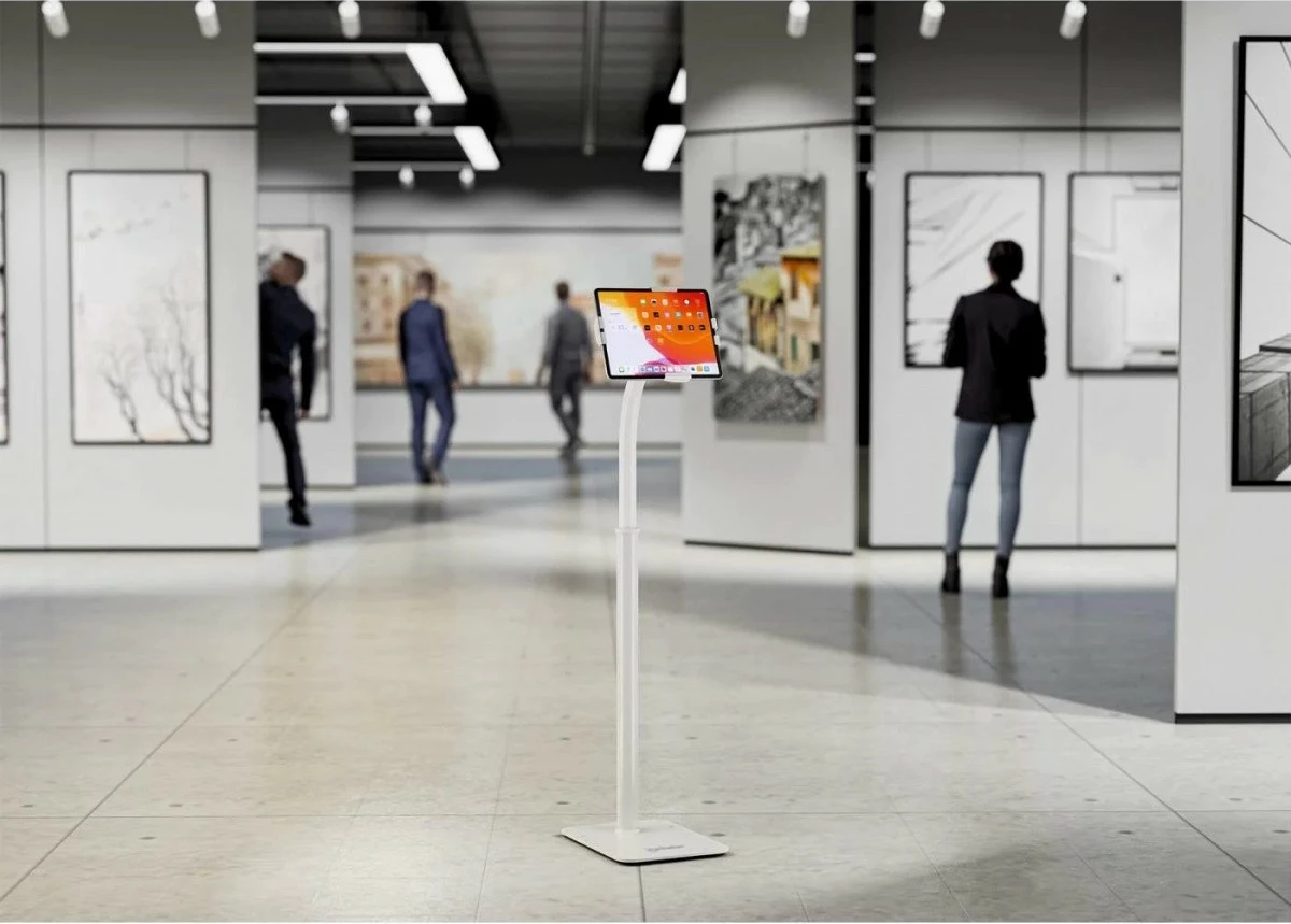 Stojalo za tla za tablico 7,9–11" Techly 406345, belo, z varnostnim ključem