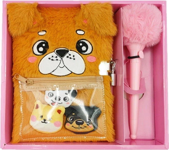 Plišast dnevnik z pisalom in majhnimi plišastimi igračami, Stnux STN9490, oranžen