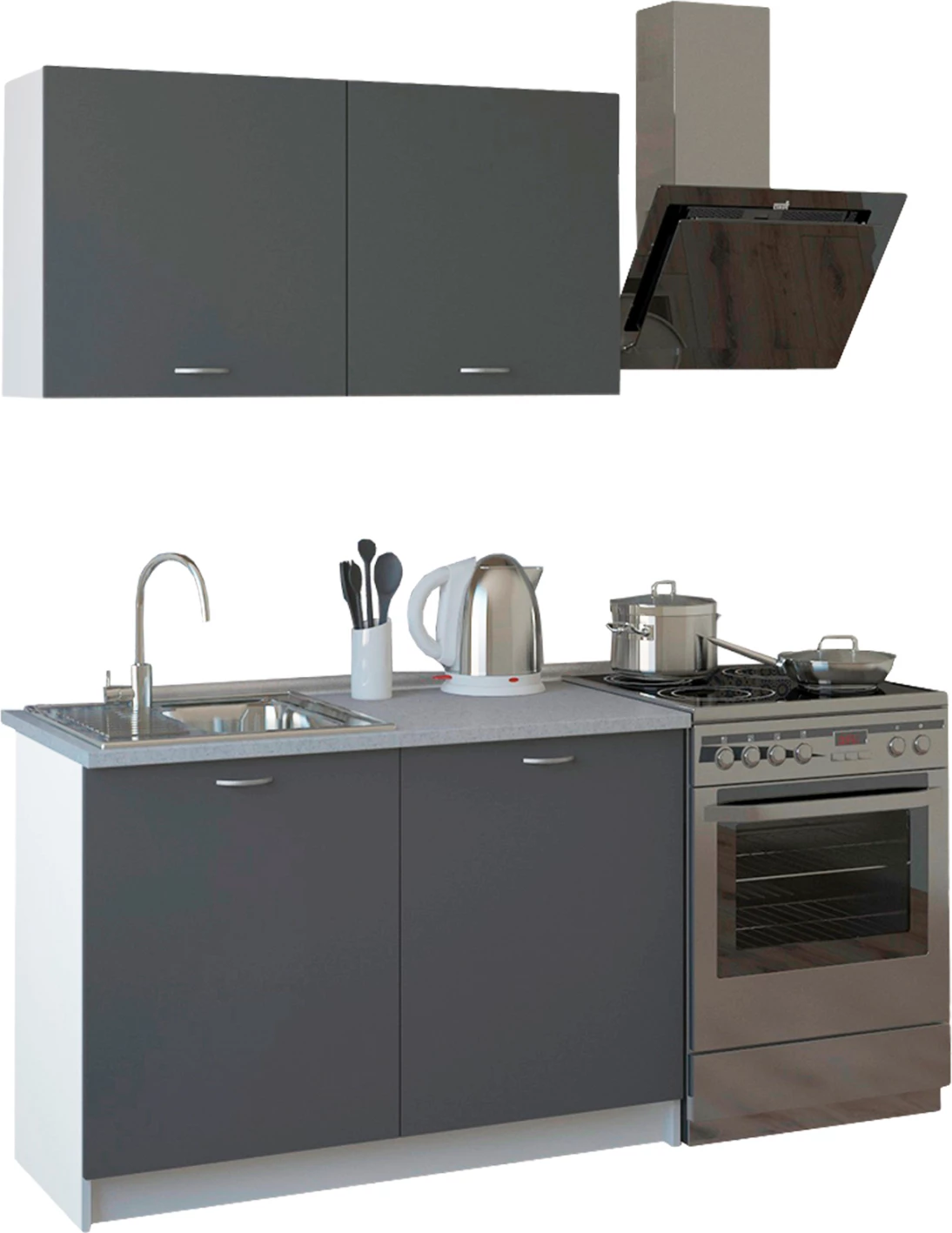 Kuhinjska sestava BLAINE FH2439.10 siva melamin z belo delovno površino 120x46-29,2 cm