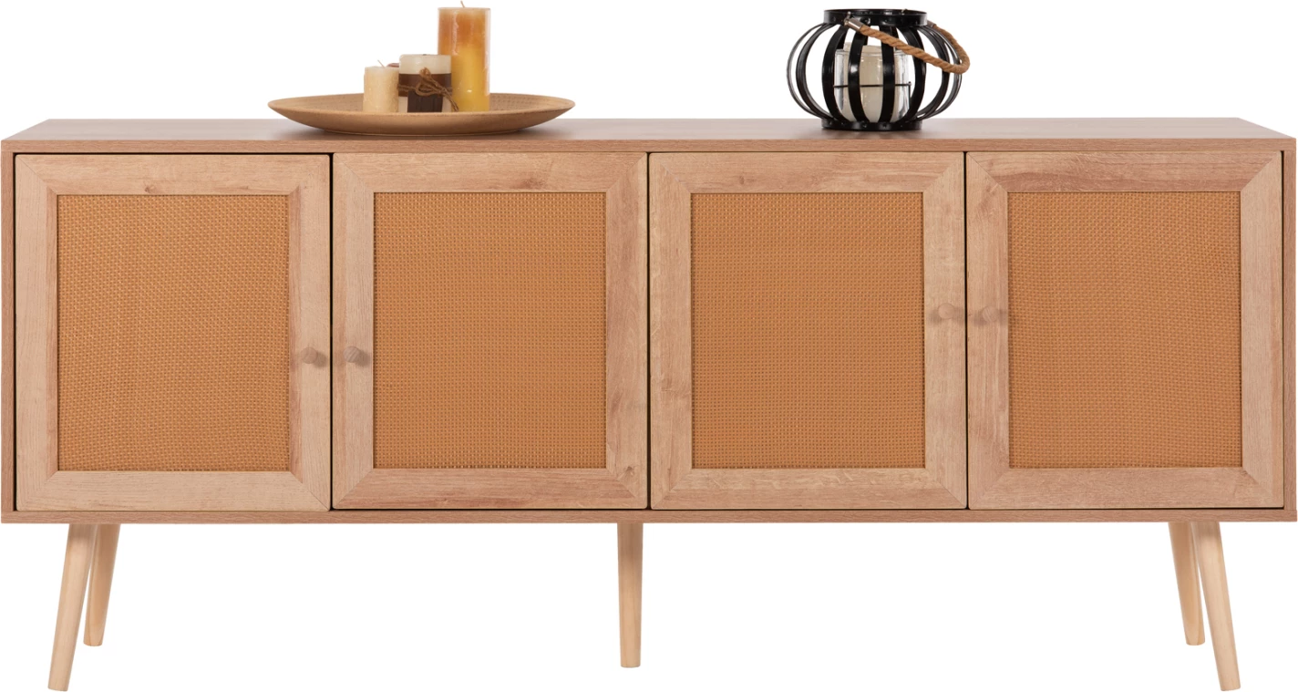 Bife COLM FH9440.11 melamin s sintetičnim ratanom na 4 vratih 160x39,5x71Hcm