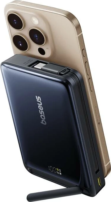 Powerbank, 10000 mAh, 45W, USB‑C, magnetni Qi2, z digitalnim zaslonom — Baseus Nomos Qi2 P10078800123-00