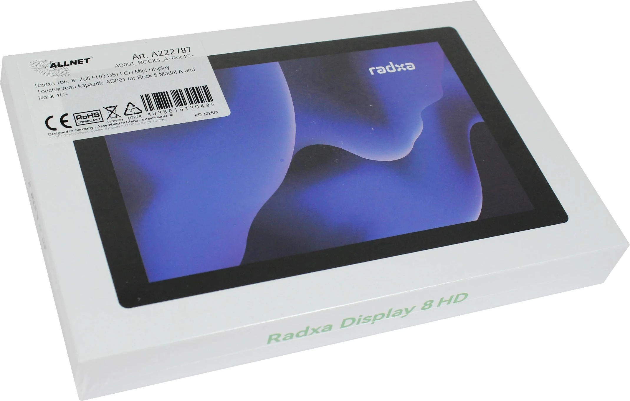 Senzorski zaslon 8" FHD ALLNET Radxa za Rock 5 Model A / Rock 4C+