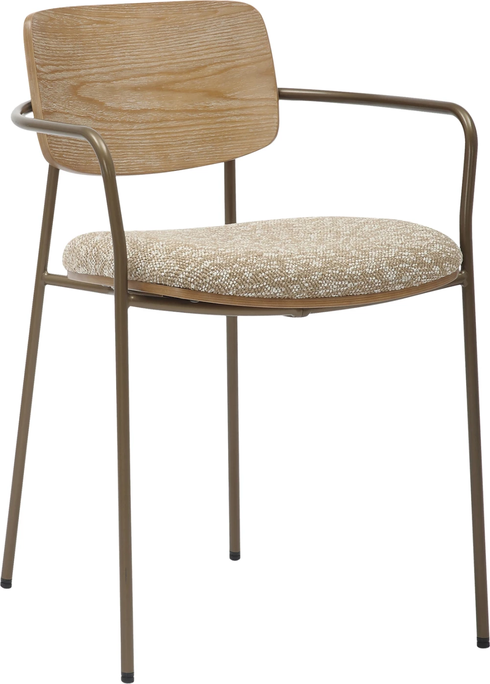 Jedilni stol VIKKI FH9980.01 kovinski v barvi starinskega bakra-bela prana vezana plošča-bež tkanina 54x54x75,5H cm, set 2 kosov