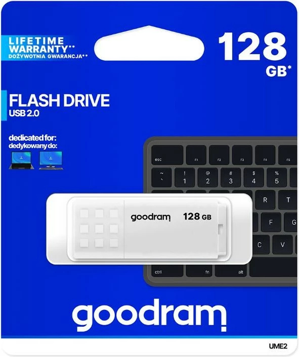 USB ključek 128 GB, USB 2.0, bel — GOODRAM UME2