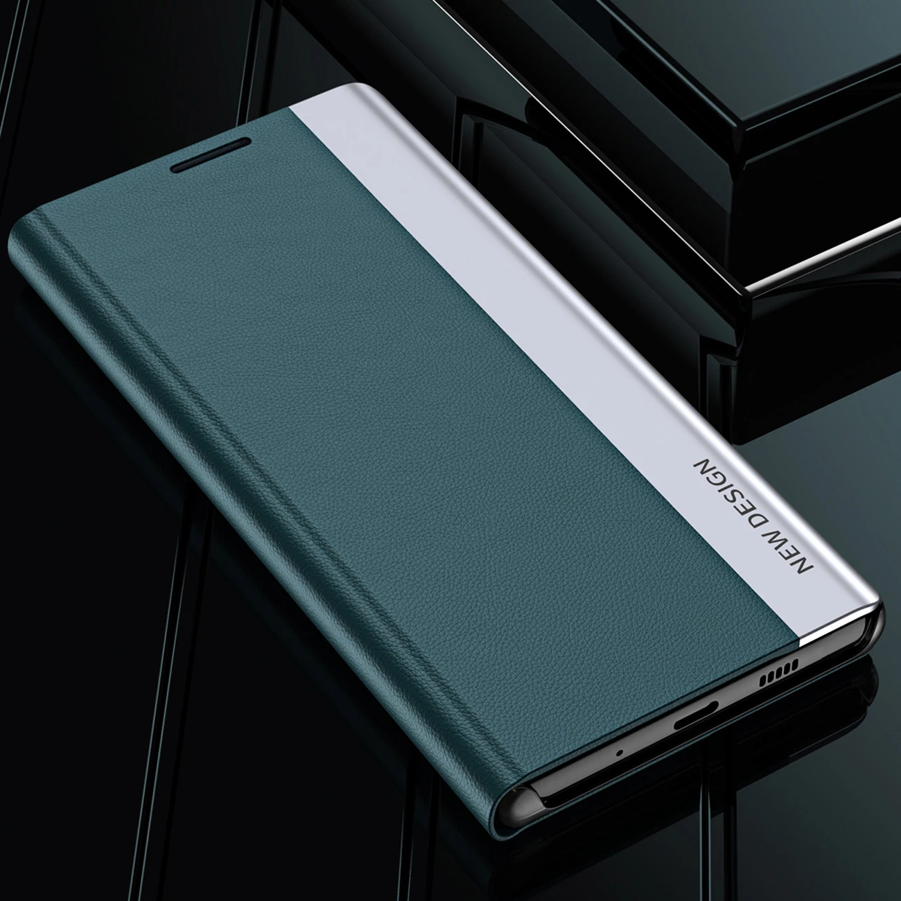 Zaščitni ovitek Sleep Case Pro Hurtel za Xiaomi Redmi 11A / Poco C55 / Redmi 12C, s pokrovom in stojalom, črn