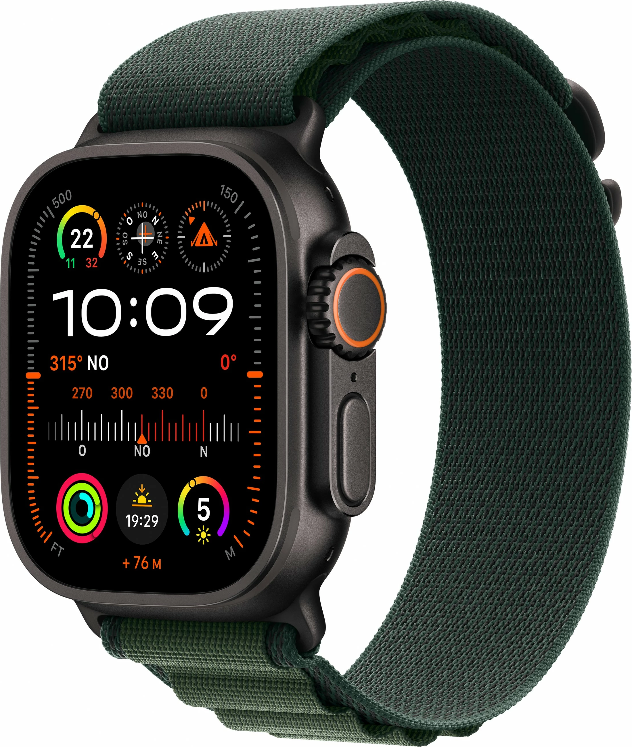 Pameten zaslon za zapestje, Apple Watch Ultra 2 GPS + Cellular 49mm, 64 GB, titansko črn, zelen pašček
