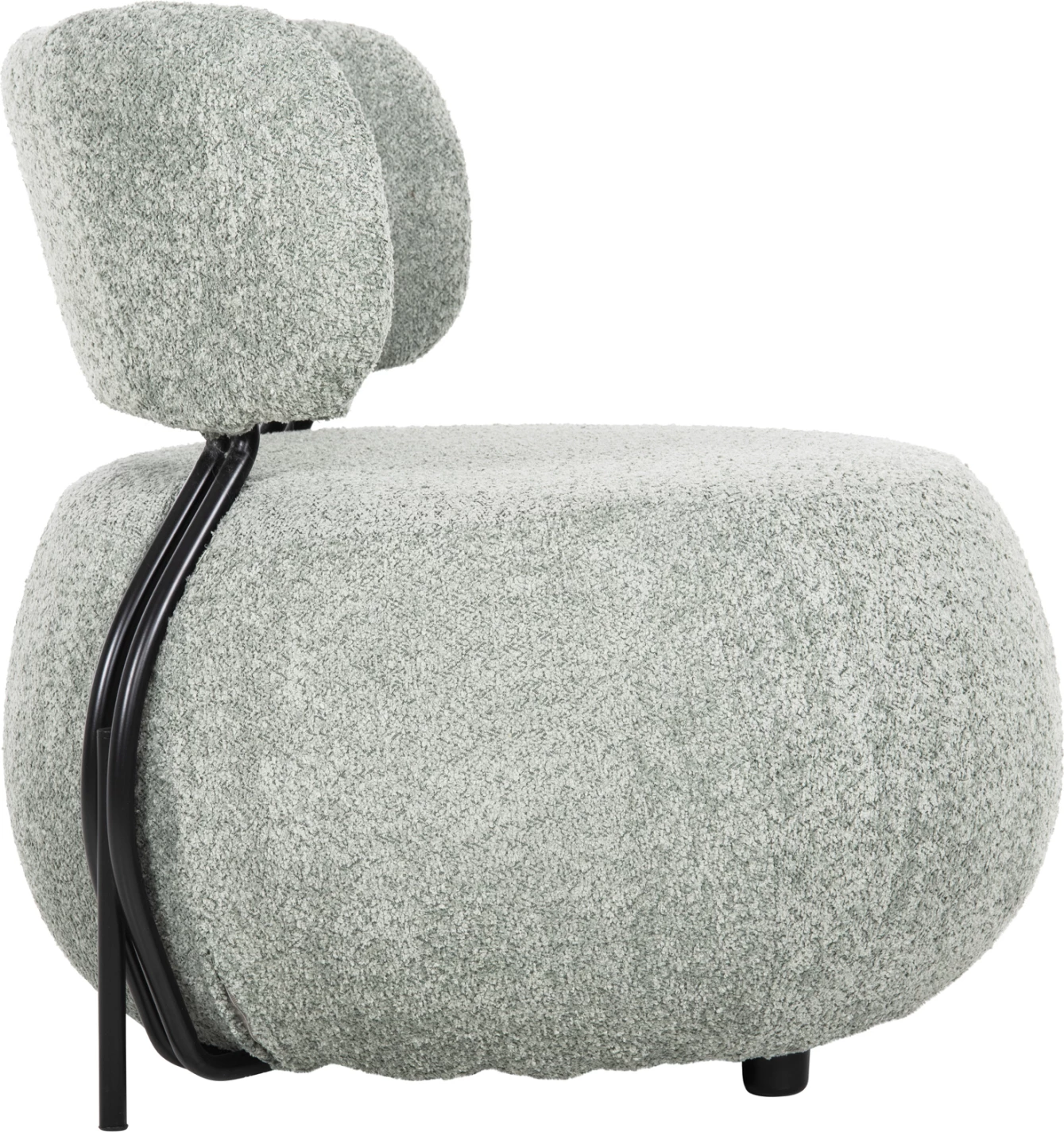 Okrogli lounge stol KARSEN FH9598.05 v pistacija zeleni bouclé tkanini 75x75x75H cm