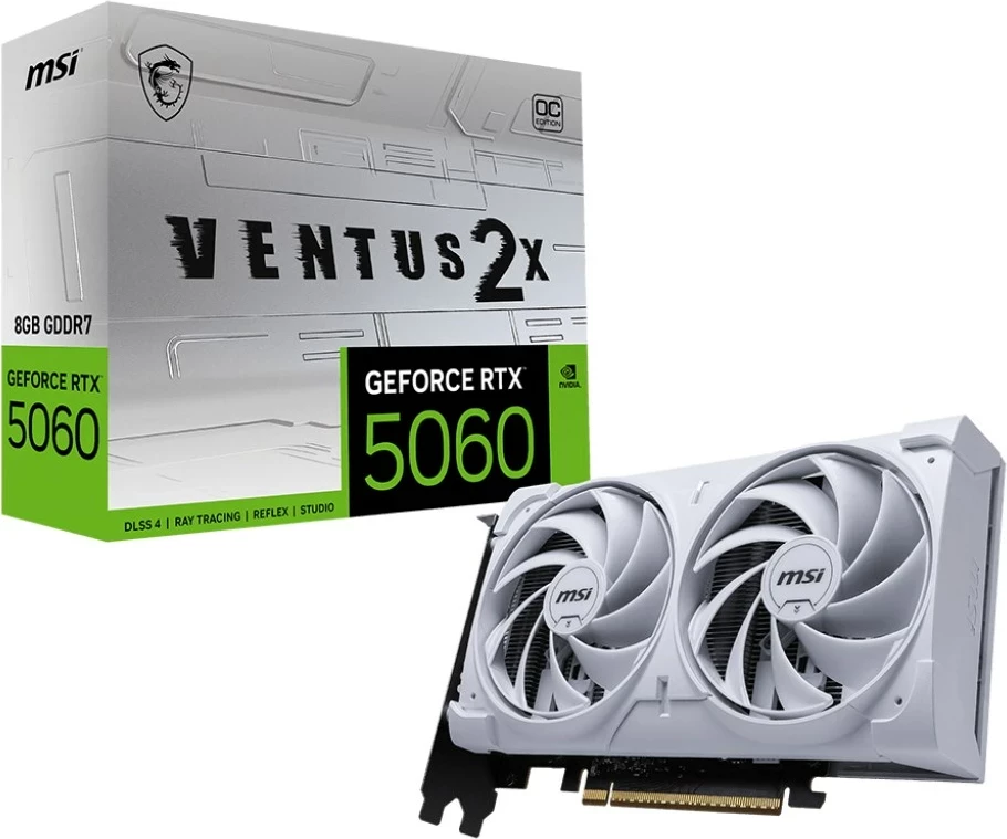 Grafična kartica GeForce RTX 5060 8G VENTUS 2X OC, MSI, 8 GB GDDR7, bela