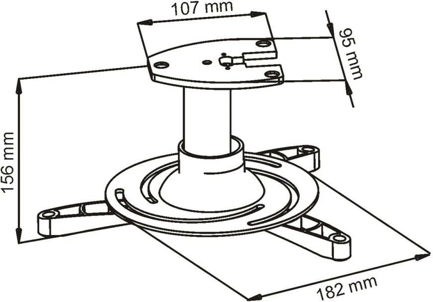 Stropni nosilec za projektor ART RAMART P-101, 16 cm, 15 kg, srebrn