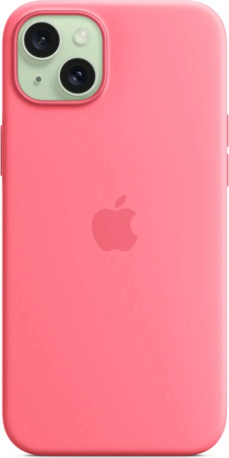 Silikonska zaščita za iPhone 15 Plus, MagSafe, rožnata