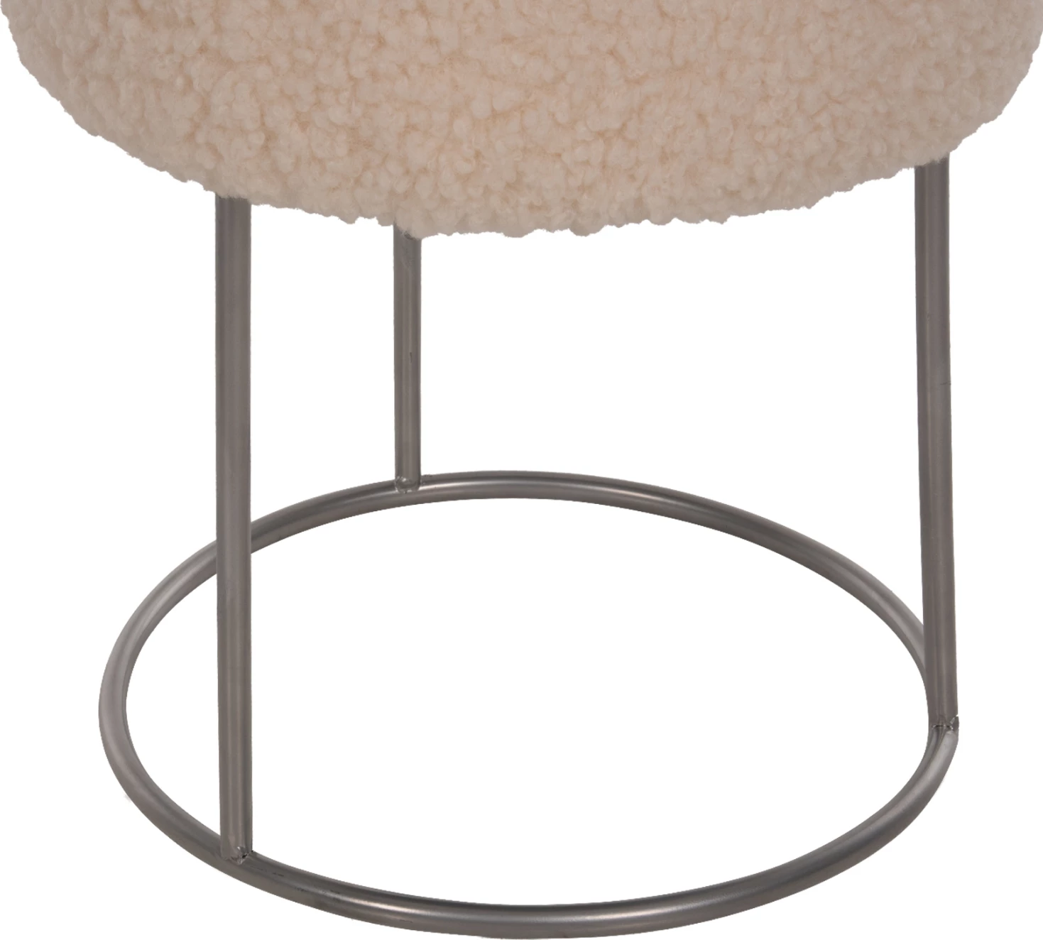 Stol KARLO FH8411.23 iz bele boucle tkanine s srebrno osnovo Φ35x41Hcm