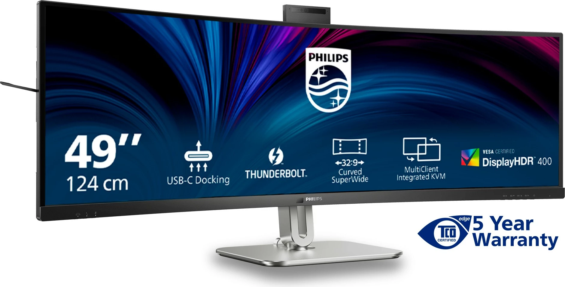 Ultraširok monitor 49-palčni, 5120 x 1440, USB-C, HDR, črn — Philips 49B2U6903CH