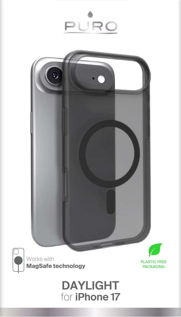 Ovitek za telefon Puro Daylight za iPhone 17 Air, MagSafe, silikon, polprosojen, črn