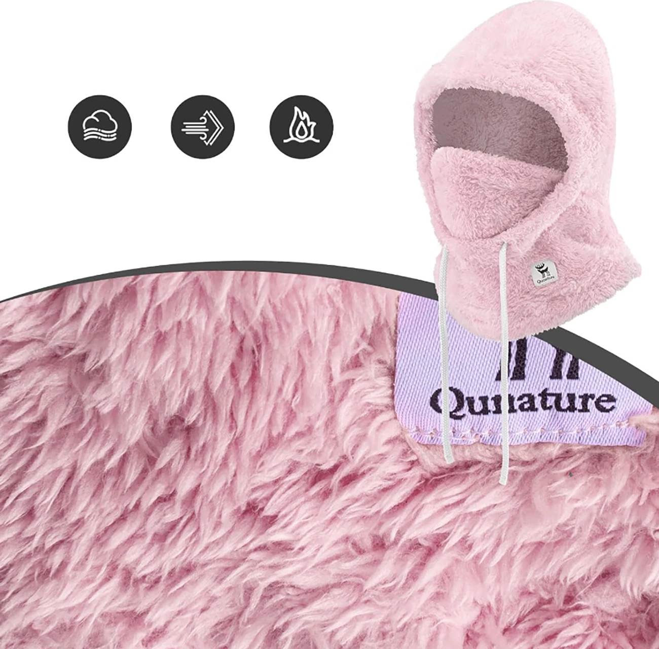 Balaklava za smučanje Qunature Arctic Velvet, M, rožnata