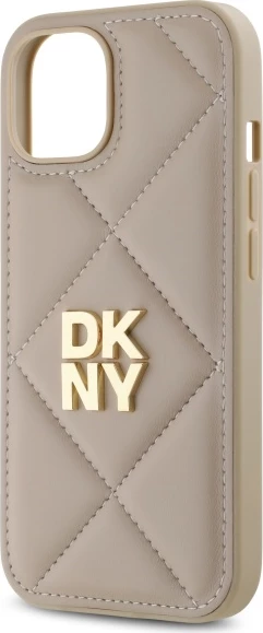 Ovitek Quilted Stack Logo za iPhone 15, DKNY, bež